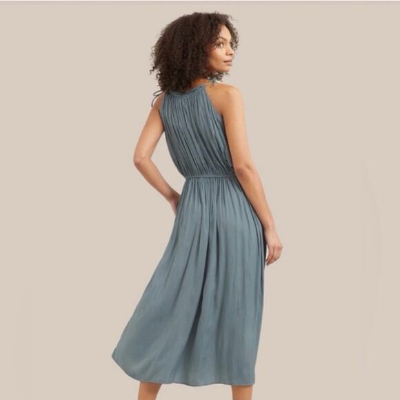 Modern Citizen Aileen Tie Shoulder Pleated Midi Dress Slate Blue Women’s Size S - Picture 13 of 13